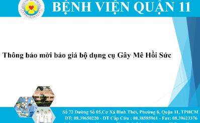 Thông báo mời báo giá bộ dụng cụ gây mê hồi sức